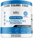Keto Vitals Poudre d'électrolyte non aromatisée -Électrolytes avec Potassium, Magnésium, Sodium, Calcium , Kéto Electrolytes Supplément boisson Mélange , sans sucre , Calories zéro , Zéro glucides