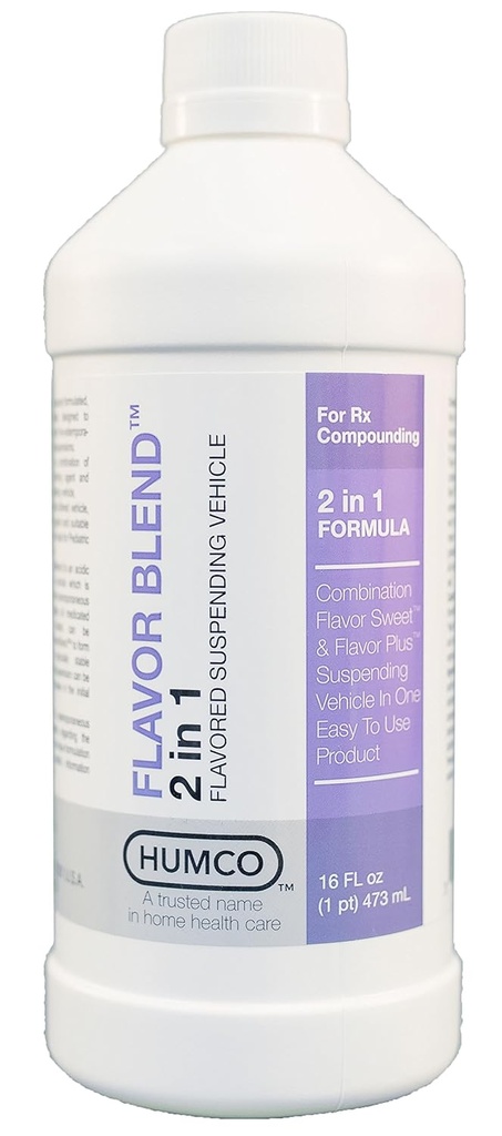 Humco Flavor Blend, 16 oz. Véhicule de suspension aromatisé pour la préparation. Base de composition pharmaceutique populaire. Agent mélangeur.
