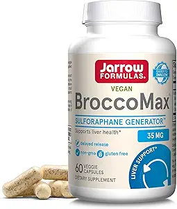 Jarrow Formules BroccoMax Sulforaphane Generator 35mg w/Sulforaphane Glucosinolate & Myrosinase, complément alimentaire pour le soutien de la santé du foie, 60 capsules à libération différée, 30 jours d'approvisionnement (paquet de 12)