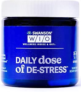 Swanson WIO Dosage quotidien de stress DE-Stress Support, Relaxation, Se sentir plus calme, Reposer mieux, Moins de stress, Peptide de protéines de lait de lactium, Adaptogène, Bien-être, 30 capsules (30 jours d'approvisionnement)