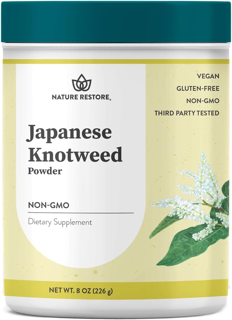 La nature restaure la poudre japonaise, 8 once, trans-resvératrol naturel, non OGM, sans gluten, également connu sous le nom de polygone Cuspidatum