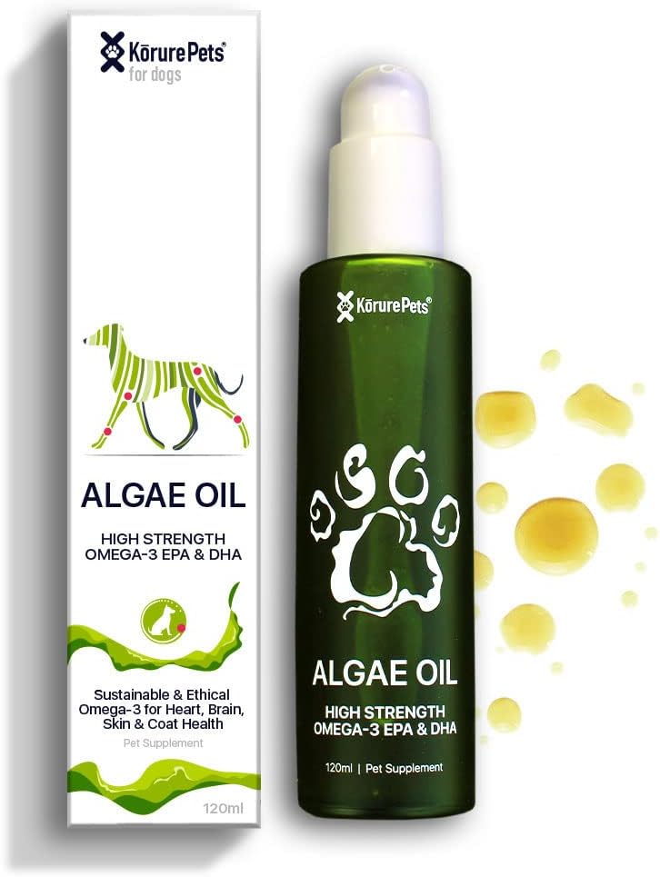 Omega 3 pour chiens, supplément de peau et de manteau pour chiens, huile d'algues, huile de poisson alternative pour chiens, anti-allergie et démangeaison de chien, supplément anti-dépôt de chien, traitement de peau sèche de chien, de Nouvelle-Zélande 120ml