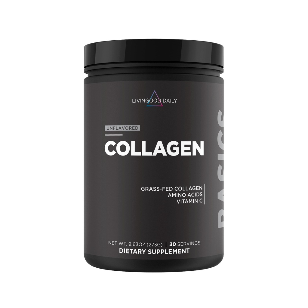 Livingood poudre quotidienne de collagène non aromatisée pour les femmes et les hommes, poudre de collagène hydrolysée avec vitamine C, protéines avec 20 acides aminés, type I et III, gazon, kéto, paléo, sans gluten, 30 srvgs