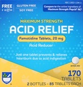 Rite Aid Acid Reducer, Maximum Strength Famotidine Tablets, 20 mg - 2 Bottles, 85 Count Each (170 Count Total) | Heartburn Relief | Acid Reflux | Antacid Chews & Tablets, Heartburn Chews & Tablets
