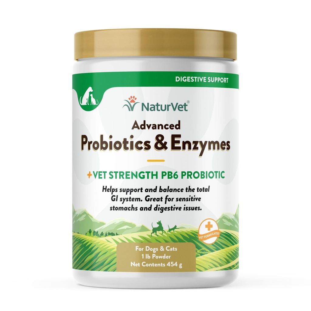 NaturVet – Probiotiques et enzymes avancés - Plus Vet Strength PB6 Probiotic.