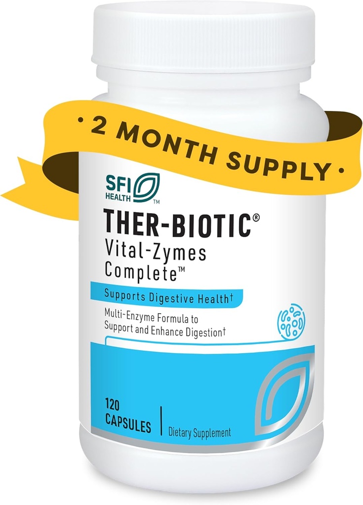 SFI Health Multi Enzyme Supplements for Digestive Health - Ther-Biotic Vital-Zymes Complete - Digestive Enzymes to Help Ease Indigestion & Aid Nutrient Absorption (120 Capsules)