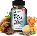 HAPPY FOX Irish Sea Moss Capsules & Champignon Complexe - Seamos bio avec Adaptogènes pour la santé du cerveau, 1500mg, 90 Capsules Vegan, Supplément de Champignon Biologique