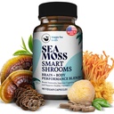 HAPPY FOX Irish Sea Moss Capsules & Champignon Complexe - Seamos bio avec Adaptogènes pour la santé du cerveau, 1500mg, 90 Capsules Vegan, Supplément de Champignon Biologique