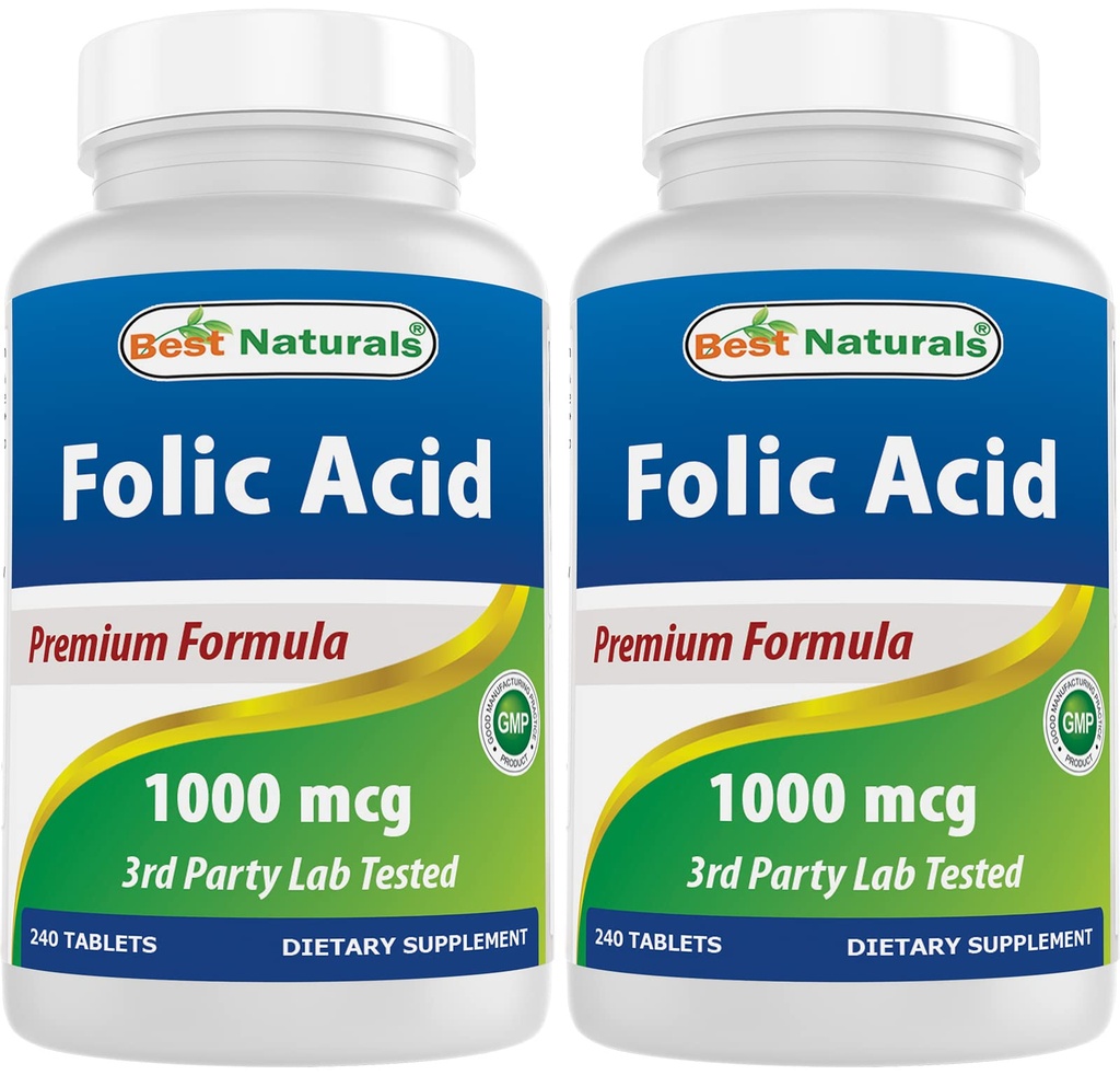 Meilleur acide folique naturel 1000 mcg (vitamine B9), 240 comprimés (1000 mcg (paquet de 2))