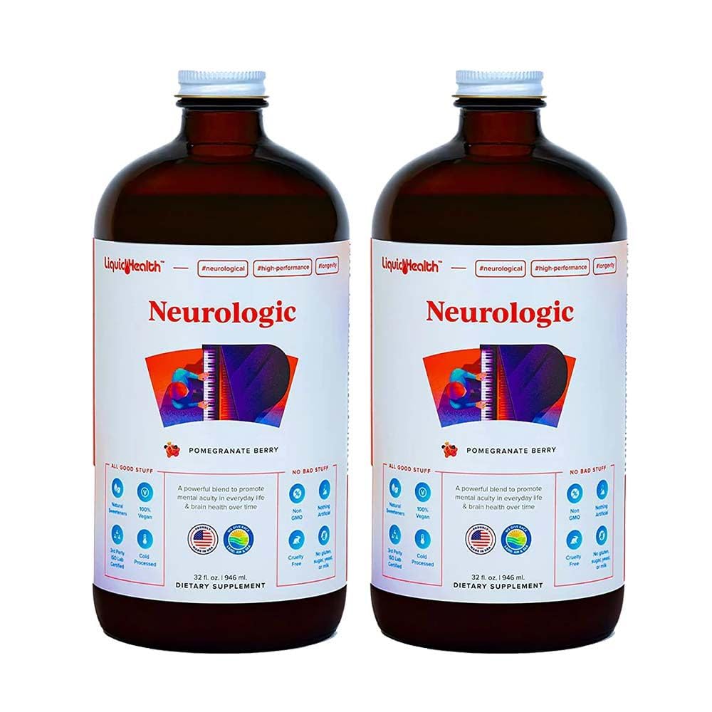 LIQUIDHEALTH Supplément neurologique Focus - Supplément nootrope boosteur de cerveau pour la fonction cognitive, la mémoire et le focus avec Ginkgo Biloba, Choline, L-Theanine et Phosphatidylsérine - USA Made (2 Pack)