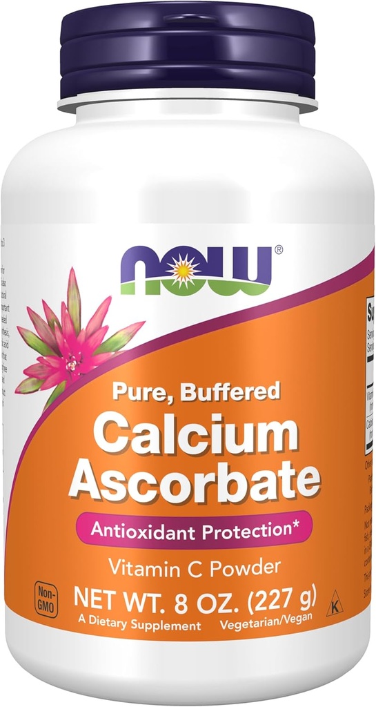 MAINTENANT compléments alimentaires, poudre d'ascorbate de calcium, tamponnée, antioxydante*, 8-Ounce