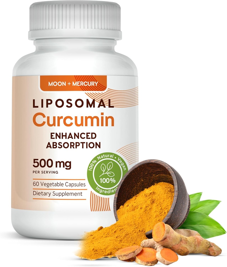 Liposomal Turmeric Curcumin 500mg - 60 Turmeric Curcumin Supplements Capsules