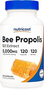 Nutricost Abeille Propolis 10:1 Extrait 5 000mg équivalent, 120 Capsules - Sans gluten, non-OGM, supplément alimentaire végétarien, à partir de 500mg de 10:1 Extrait