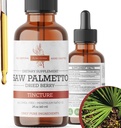 Teinture de Palmetto de scie à l'extrait de plantes premium sans alcool des baies de Palmetto de scie à l'huile de supplément botanique liquide à l'huile à base de plantes traditionnelles fabriqués aux États-Unis - 2 oz (60 ml)