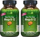Irwin Naturals One-Per-Day Mega B-12 1,500mcg High Potency Methylcobalamin Vitamin - Fast Enhanced Absorption with MCT + Asian Ginseng - Natural Energy Boost - 60 Liquid Softgels (Pack of 2)