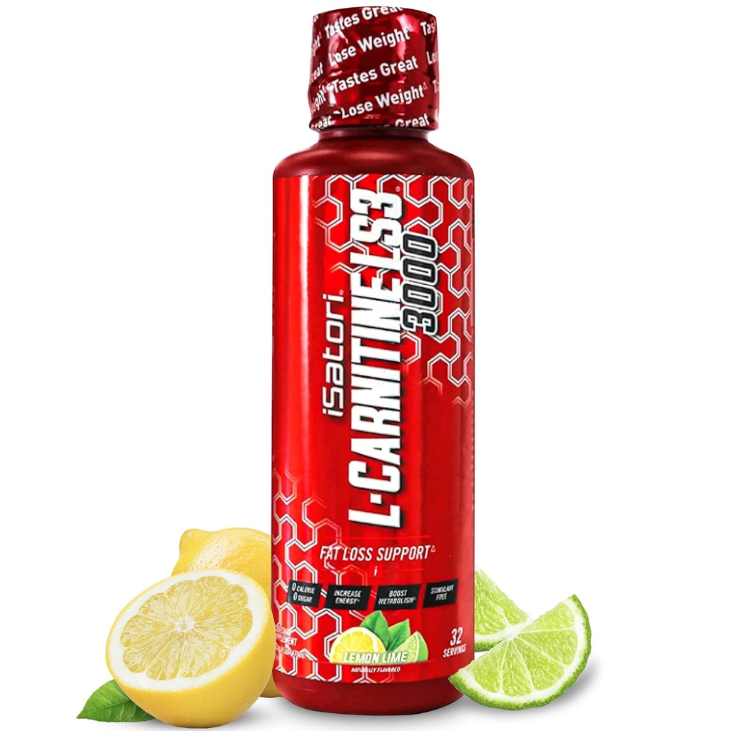 iSatori L-Carnitine LS3 3000, supplément de carnitine liquide L triple-blend, avec acétyle et tartrate, énergie libre stimulante, faibles calories, sucre ou gluten, céto-friendly, citron Lime (32 portions)