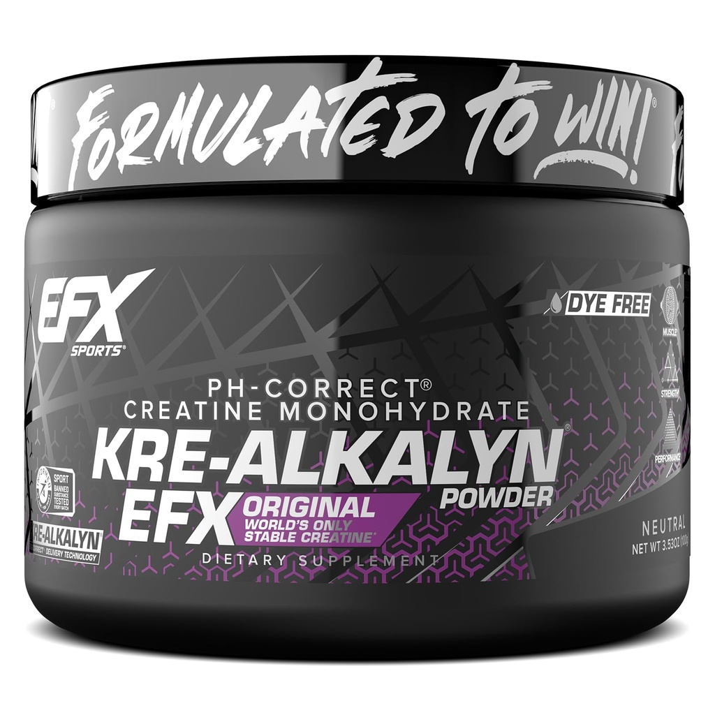 EFX Sports Kre-Alkalyn EFX Poudre de pH Correct Creatine Monohydrate Poudre Supplément de force, croissance musculaire et performance