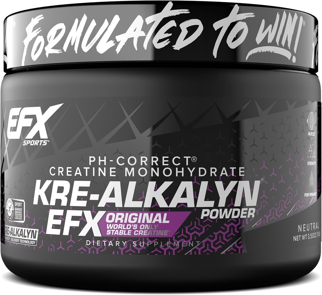 EFX Sports Kre-Alkalyn EFX Poudre de pH Correct Creatine Monohydrate Poudre Supplément de force, croissance musculaire et performance