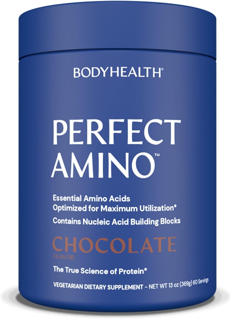 BodyHealth PerfectAmino Powder - BCAA et EAA Powder for Pre and Post Workout - Boissons d'énergie acides aminés pour les hommes et les femmes à l'appui du muscle maigre et de la récupération - Chocolat - 60 portions