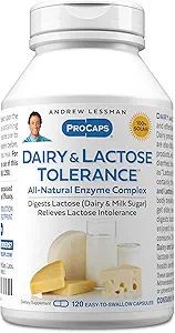 ANDREW MOINSMAN Dairy and Lactose Tolerance 120 Capsules - Améliore la digestion naturelle des produits laitiers et du lactose. Des enzymes naturelles légères, puissantes aident à éviter les troubles gastro-intestinaux dans la digestion. Aucun additif