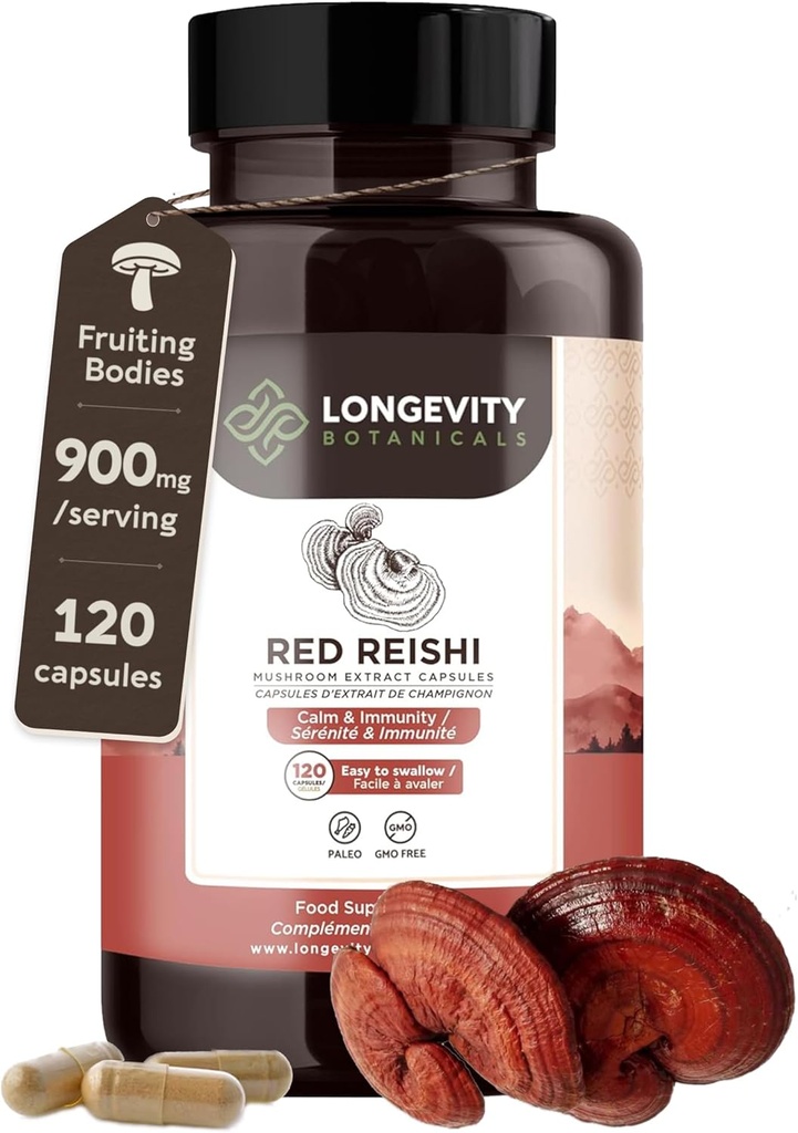Additionnez les capsules de champignons Reishi bio (120).