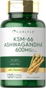 Carlyle KSM-66 Ashwagandha 600mg.120 Caplets.com Supplément d'extrait avec L-Theanine.