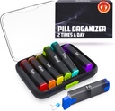BEXEEN Organisateur hebdomadaire de pilules 2 fois par jour - Pill Box 7 Jour Am Pm - Organisateur de médecine de voyage Deux fois par jour Porte-vitamines Portable Supplément Case Week Matin Night Med Dispenser Conteneur amovible