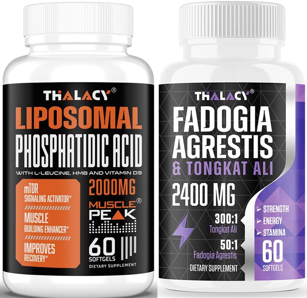 Phosphatidic Acid 2000mg with Fadogia Agrestis 1400mg and Tongkat Ali 1000mg for Maximum Strength, Energy & Muscle Building Bundle
