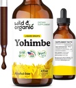 Suppléments de Yohimbe sauvage et biologique pour les hommes et les femmes - Teinture d'extrait de Yohimbine de 5 mg - gouttes d'écorce de Yohimbe sans alcool - végétalien, non-OGM et sans sucre - 4 fl oz