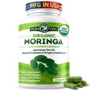 PURA VIDA MORINGA Capsules Poudre de Moringa d'origine unique Organique. Pure Moringa Leaf. Énergie, métabolisme et soutien immunitaire.