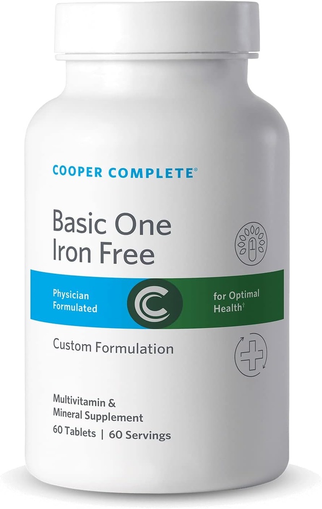 Cooper Complete - Une fois par jour Multivitamine complète sans fer - Supplément quotidien multivitamine et minéral - Comprimés de 60 jours par bouteille. Boîte de 1