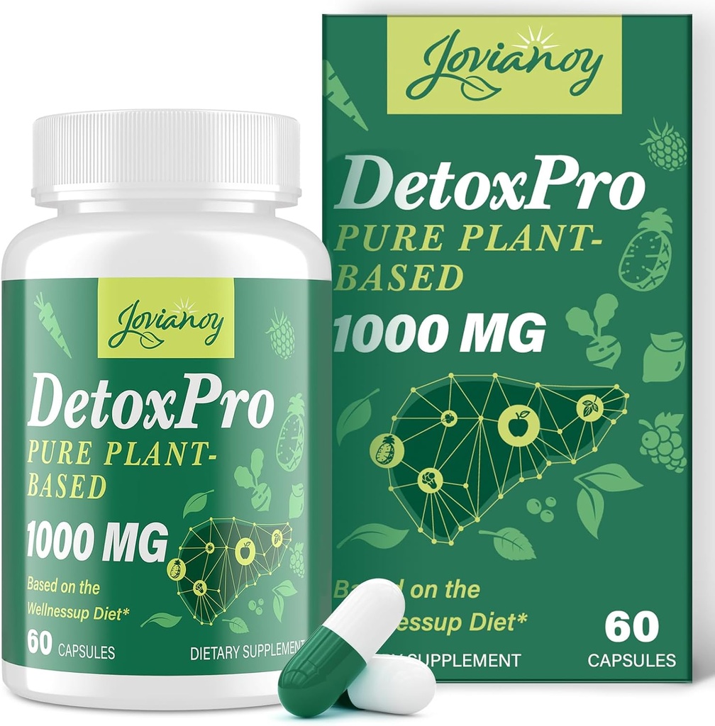 2000 MG Détox nettoyant à base végétale – Flush de toxines naturelles pour foie, Gut & Colon – Antioxydant et support digestif – Détox zéolite – Complexe de désintoxication à action rapide pour les femmes et les hommes – 60 capsules