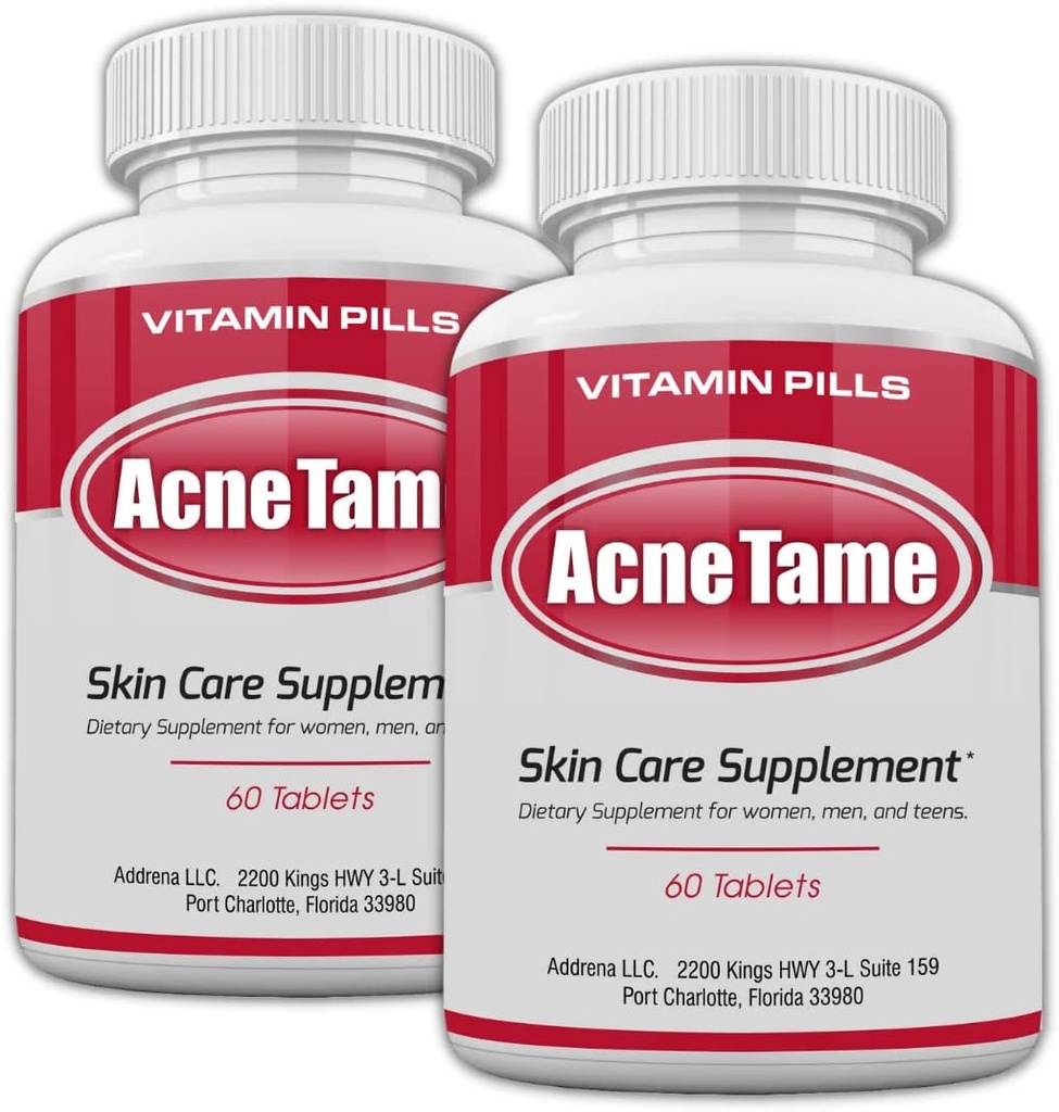 2 Pack- Suppléments de peau clairs Pill- Comprimés pour le traitement de la peau huileuse, taches, blemishes, et contrôle du sébum pour les femmes, les hommes et les adolescents