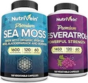 Nutrivein Premium Sea Moss Capsules & Resveratrol Supplement Bundle: Capsules de resvératrol haute absorption et la mousse de mer irlandaise pour la digestion, la vitalité et la réparation