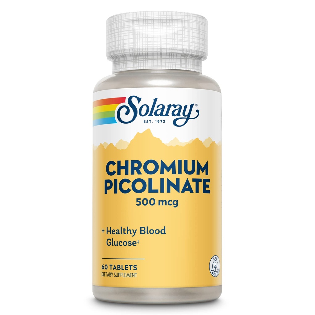 Comprimés de picolinate de chrome Solaray, 500 mcg