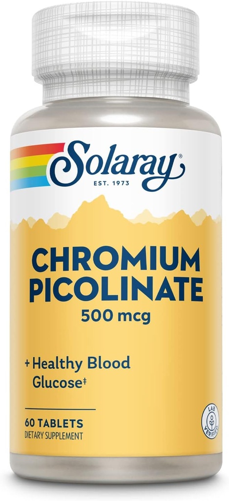 Comprimés de picolinate de chrome Solaray, 500 mcg