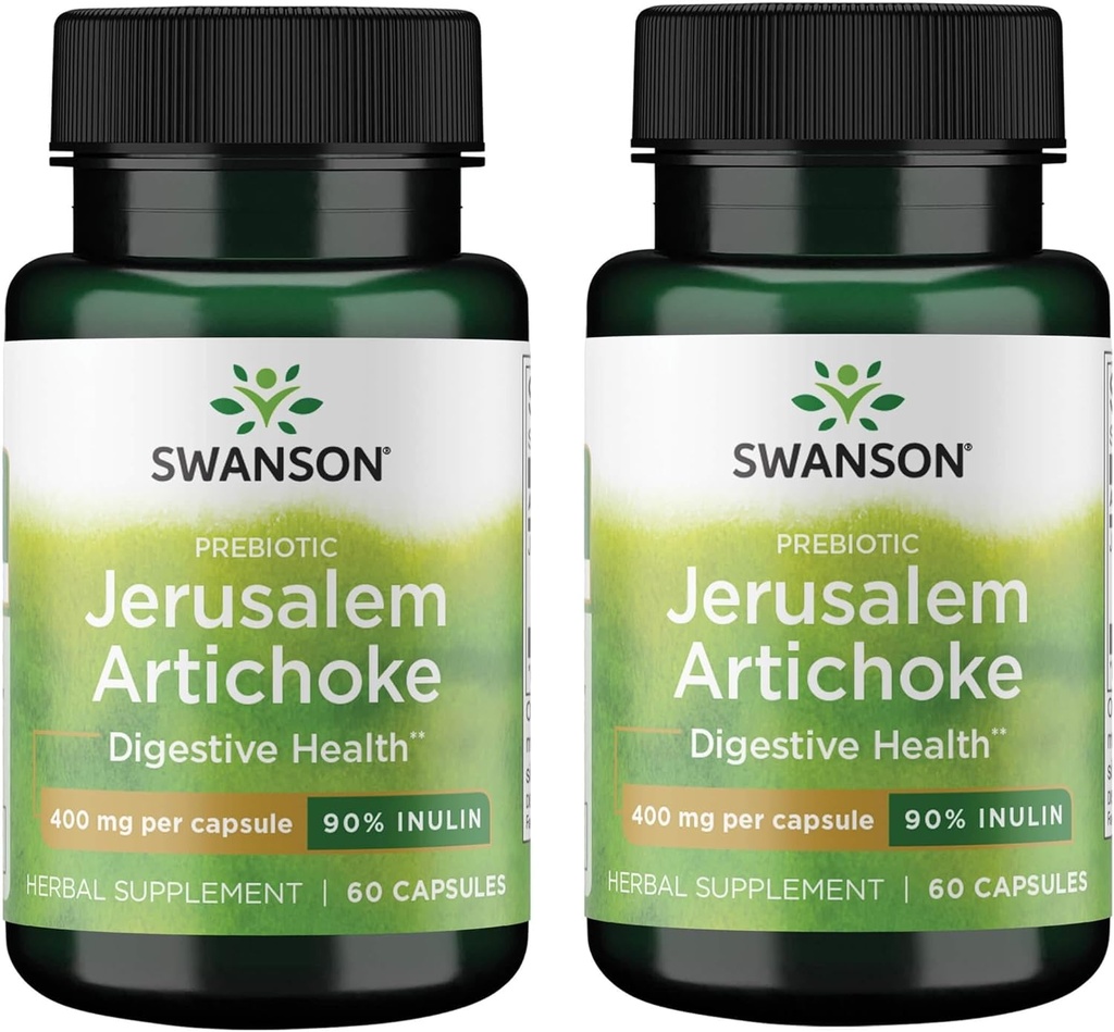 Swanson Prébiotique Jérusalem Artichaut - 90% Inuline 400 mg 60 Caps (2 Pack)