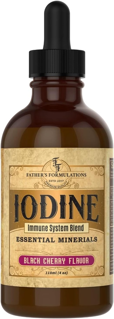 Formules Père Iodine Supplément gouttes 4oz - Grand Dégustation, Très Absorbable, Système Immune pour Support Thyroïde, Focus & Énergie