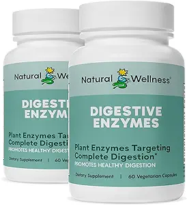 Enzymes digestives naturelles de mieux-être – Mélange enzymatique complet pour digestion saine, absorption nutritive et soulagement du gaz, ballonnement et indigestion – 60 capsules végétariennes