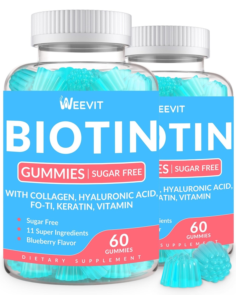 Gommies sans sucre de biotine, de biotine et de collagène avec kératine, acide hyaluronique pour les femmes et les hommes