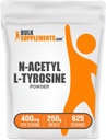 BulkSupplements.com Poudre de N-acétyl L-Tyrosine - Supplément de tyrosine, poudre de NALT, supplément d'acide amino - Sans aromatisants et sans gluten, 400mg par portion, 250g (8,8 oz) (paquet de 1)