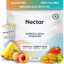Paquets d'hydratation Nectar - Electrolytes Paquets de poudre - Sans sucre & 0 Calorie - Fruits organiques liquides Daily IV Electrolytes Poudre pour le soulagement et la réhydratation de la déshydratation (variété Tropicale 30 Pack)