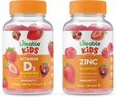 Vitamine D Lifeable Kids + Zinc Kids, Gommies Bundle - Grande dégustation, supplément de vitamine, sans gluten, sans OGM, gommy à croquer