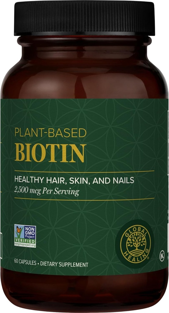 Global Healing Center - Biotine (Vitamine B7) Biotine pour supplément de croissance des cheveux Vitamines, soutient la peau radiante, et les ongles plus forts, Vitamines de perte des cheveux pour les femmes et les hommes, plus que le 1000mcg