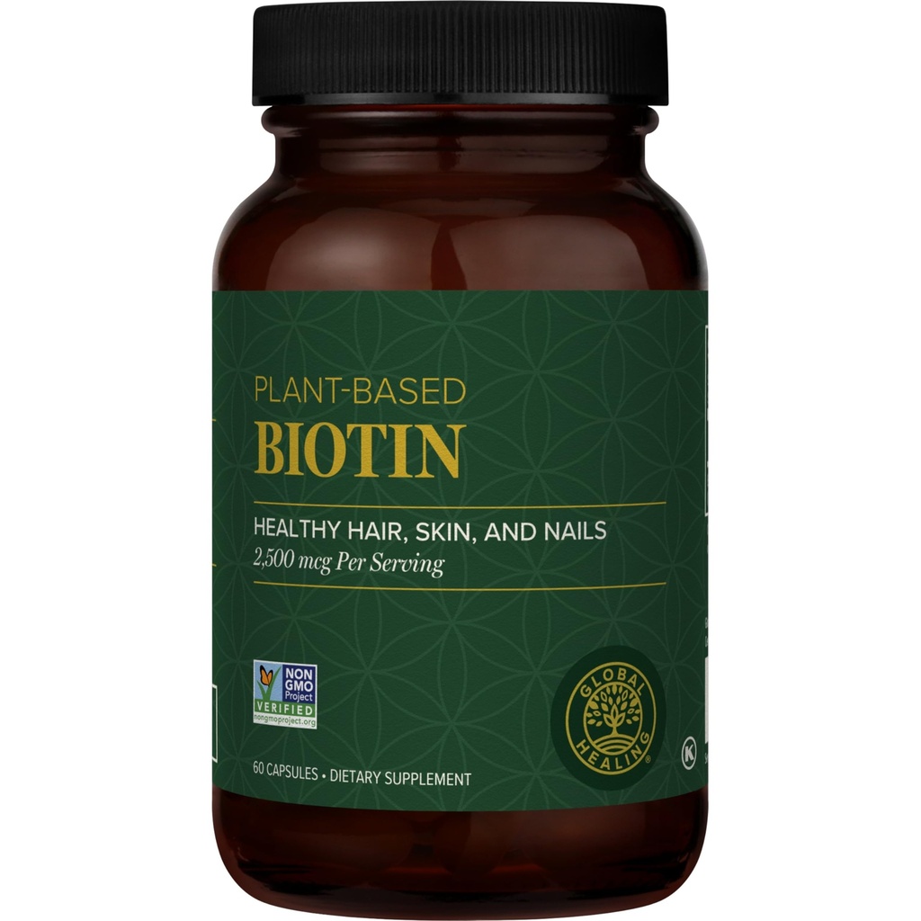 Global Healing Center - Biotine (Vitamine B7) Biotine pour supplément de croissance des cheveux Vitamines, soutient la peau radiante, et les ongles plus forts, Vitamines de perte des cheveux pour les femmes et les hommes, plus que le 1000mcg