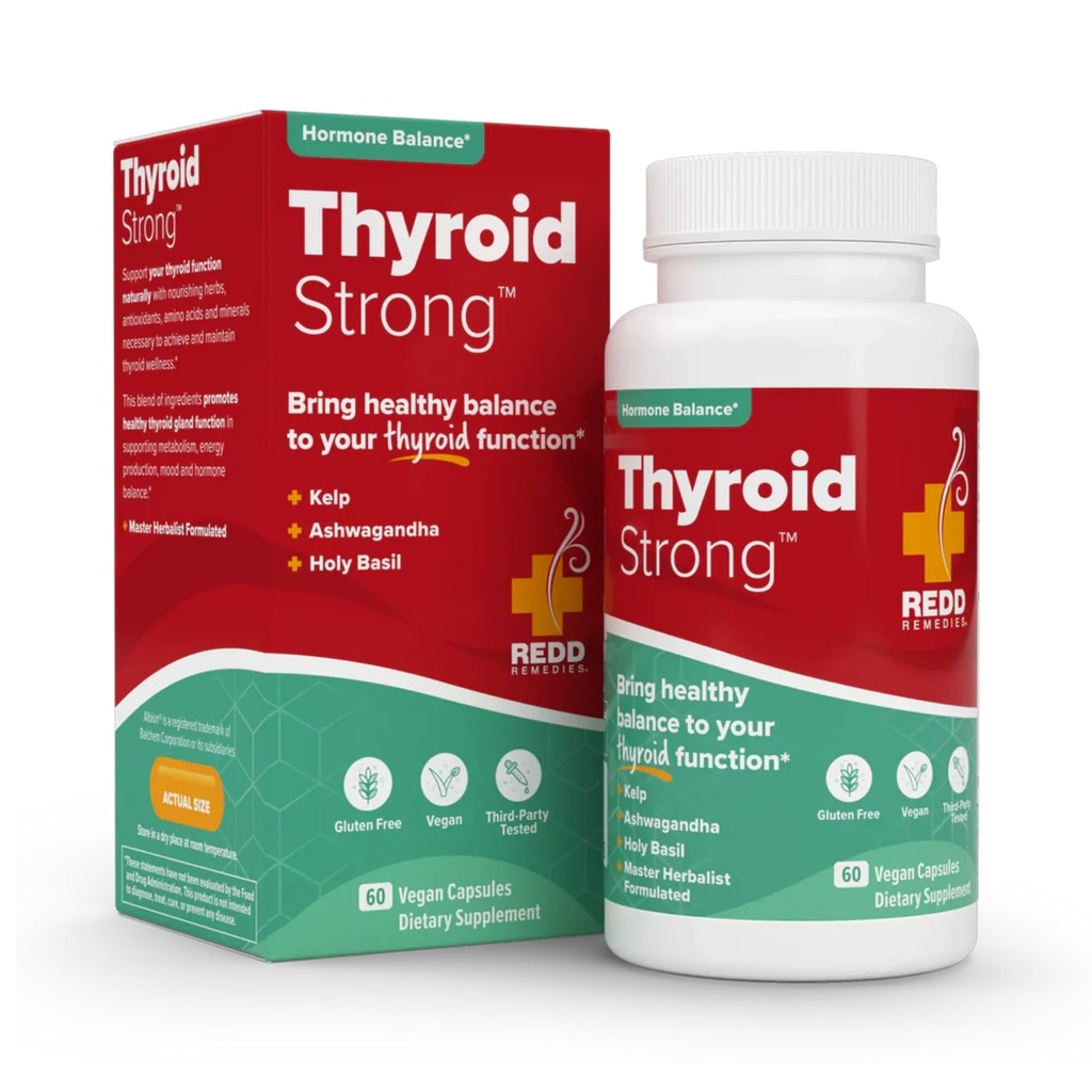 Redd remèdes, Thyroïde fort, soutient la fonction saine de thyroïde et l'équilibre, 60 capsules végétaliennes