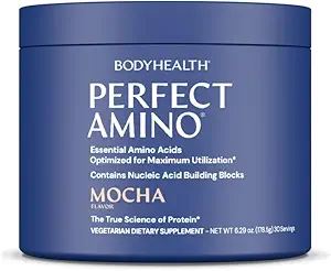 BodyHealth PerfectAmino Powder - BCAA et EAA Powder for Pre and Post Workout - boisson d'énergie acide amino pour les hommes et les femmes pour soutenir le muscle maigre et la récupération - Moka - 30 portions