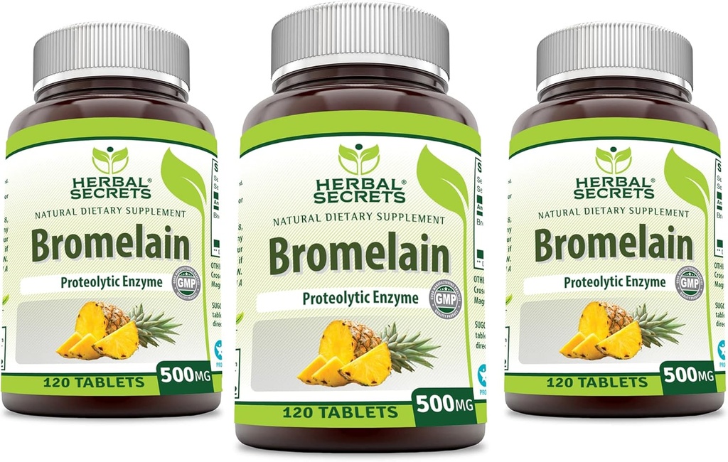 Secrets à base de plantes Bromelain 500 Mg 120 Comprimés Suppléments de comprimés