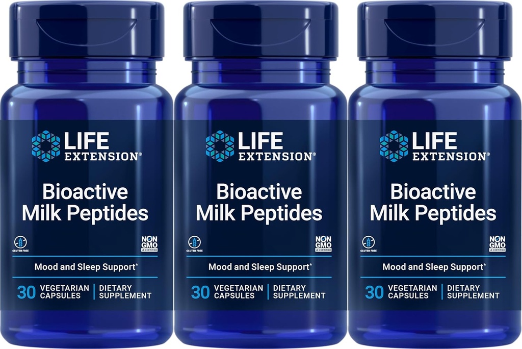 Peptides de lait bioactifs, 30 capsules végétariennes (paquet de 3)
