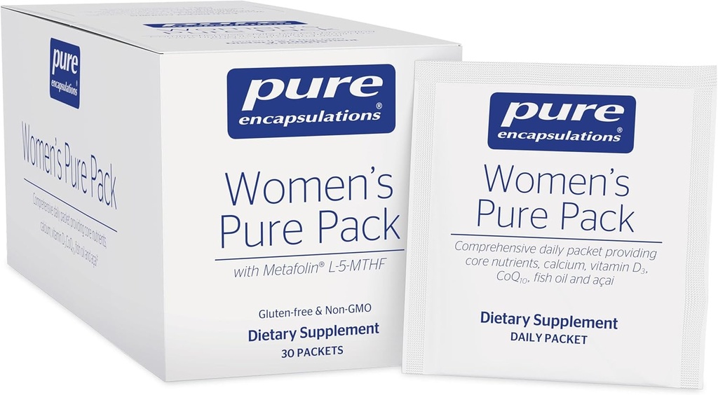 Pure Encapsulations Pure Pack pour femmes - pour les femmes de plus de 40 ans - Santé osseuse, cardiaque, oculaire et mammaire* - avec Calcium, DHA, EPA & CoQ10 - Une fois tous les jours - 30 paquets